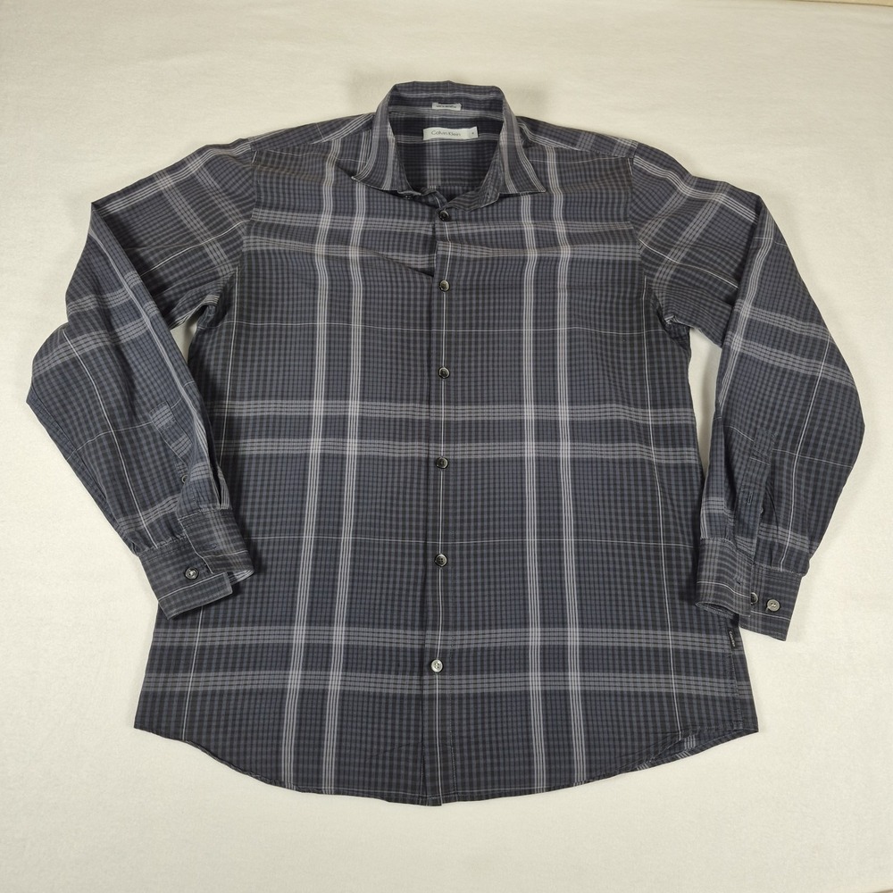 Calvin Klein Mens Collared Button Up Dress Shirt Size Medium